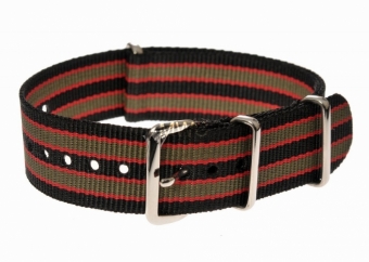 18mm Schwarz Rot und Olive Green NATO MWC Uhrenarmband
