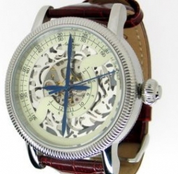Mechanische Handaufzug Skeleton Aeromatic-Uhr A1297
