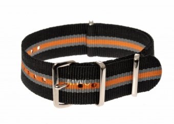 18mm Black Grey und Tangerine NATO MWC Uhrenarmband