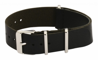 18mm Schwarz-Leder-Uhrenarmband NATO MWC