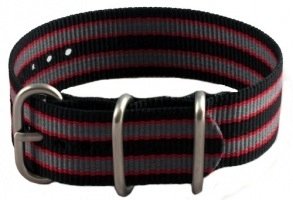 18mm Schwarz Rot und Grau Zulu MWC Uhrenarmband