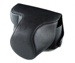 Schwarzes Leder Kamera Tasche für Olympus Pen EPL2