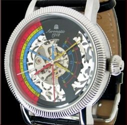 Mechanische Handaufzug Skeleton Aeromatic-Uhr A1307