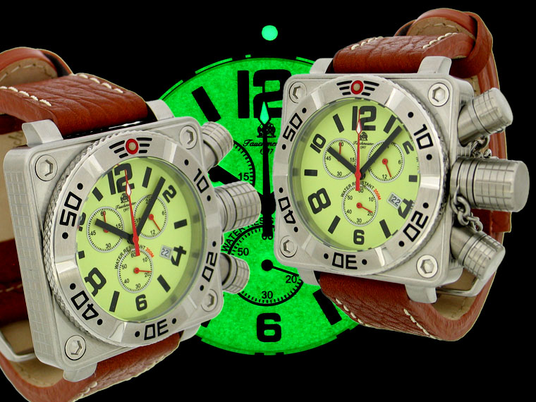 2.WW deutschen U-Boot Chronograph schwer !!! Kronensicherung Leucht T0148