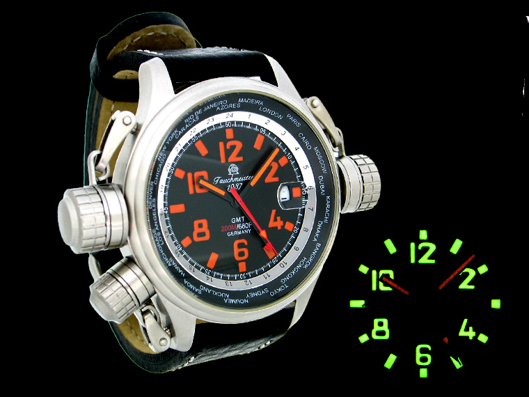 XXL-Pilot "World-Tour" GMT schwarz mit Kronenschutzsystem T0159