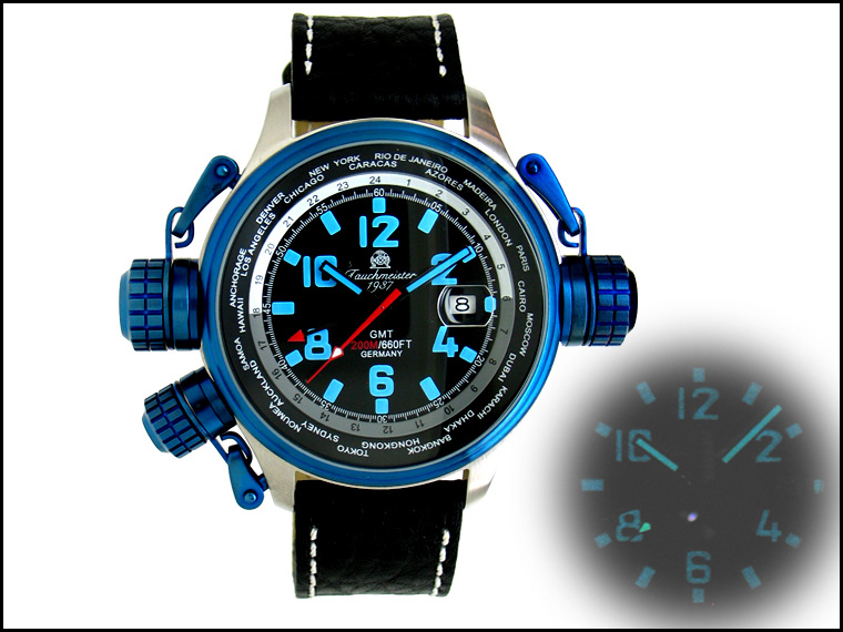 XXL-Pilot "World-Tour" GMT schwarz mit Kronenschutzsystem T0186
