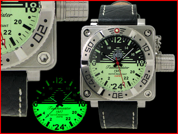 XL 2.WW deutschen U-Boot SWISS-DATE 24H schwer !!! Kronenkappe T0190