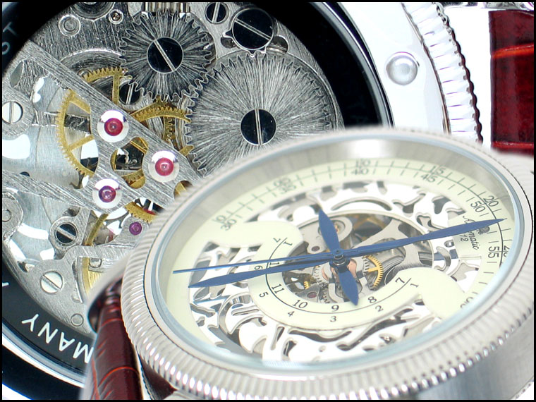 Mechanische Handaufzug Skeleton Doppelhalbphasen Regulateur-Uhr A1297