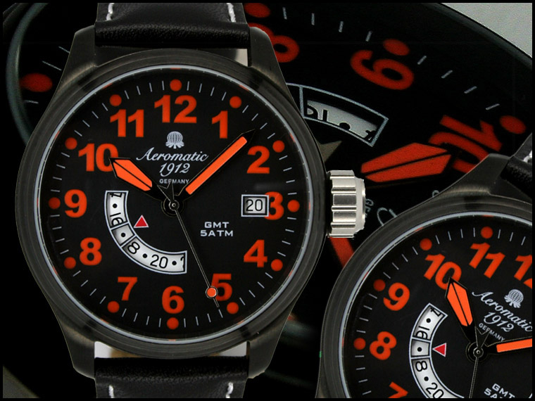 Defender GMT Weltzeituhr ORANGE A1324