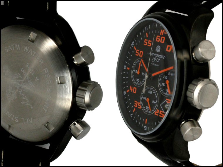XXL-Pilot DEFENDER "World-Tour" Chronographen black A1325