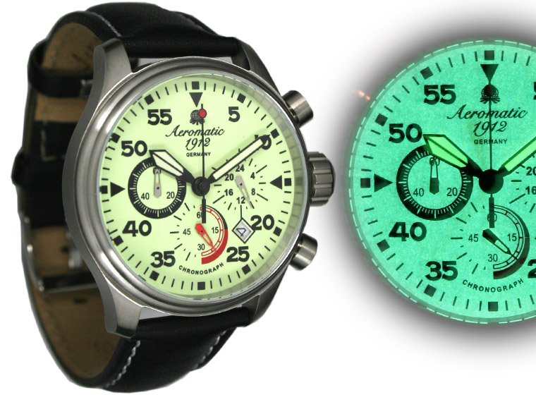 Military Flieger BEOBACHTER Chronograph 3-Augen Luminous A1342