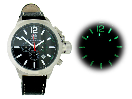 2.WW deutschen U-Boot Chronograph schwer !!! Kronenkappe schwarz T0015