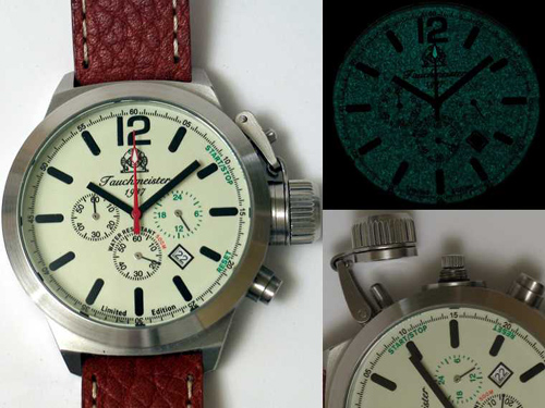 2.WW deutschen U-Boot Chronograph schwer !!! Kronensicherung Leucht T0016