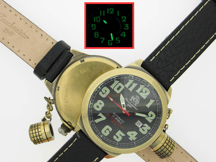 500m 2.WW deutschen U-Boot Automatik DATE !!! Kronenkappe T0055