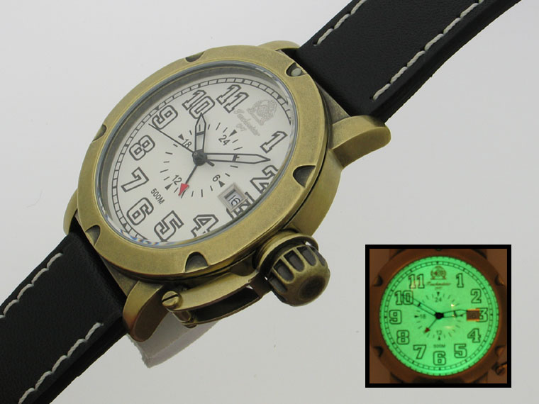 500m 2.WW deutschen U-Boot SWISS-DATE GMT schwer !!! Kronensicherung Leucht T0060