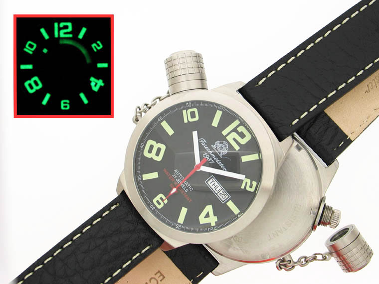 2.WW deutschen U-Boot Tag / Datum Automatik !!! Kronenkappe schwarz T0063