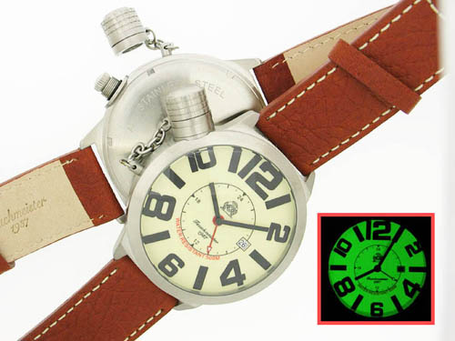XXL 2.WW deutschen U-Boot SWISS-DATE GMT schwer !!! Kronensicherung Leucht T0066