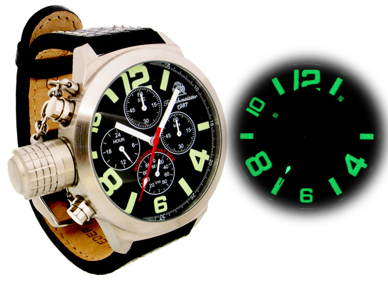 2.WW deutschen U-Boot Chronograph 4-Augen !!! Kronenkappe schwarz T0069
