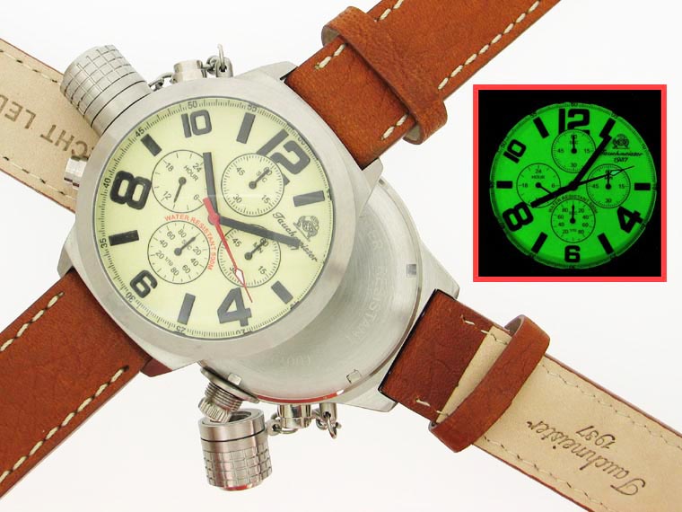 2.WW deutschen U-Boot Chronograph 4-Augen schwer !!! Kronensicherung Leucht T0071