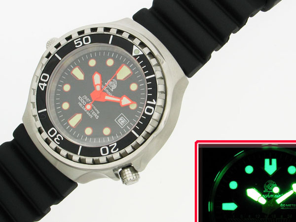 Automatische Profi Kampftaucheruhr 1000m wasserdicht Helium SAFE Saphir Glas T0079