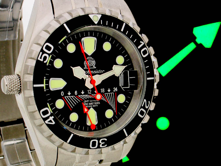 Profi Combat Diver GMT Fly-back 600m wasserdicht Helium SAFE T0095