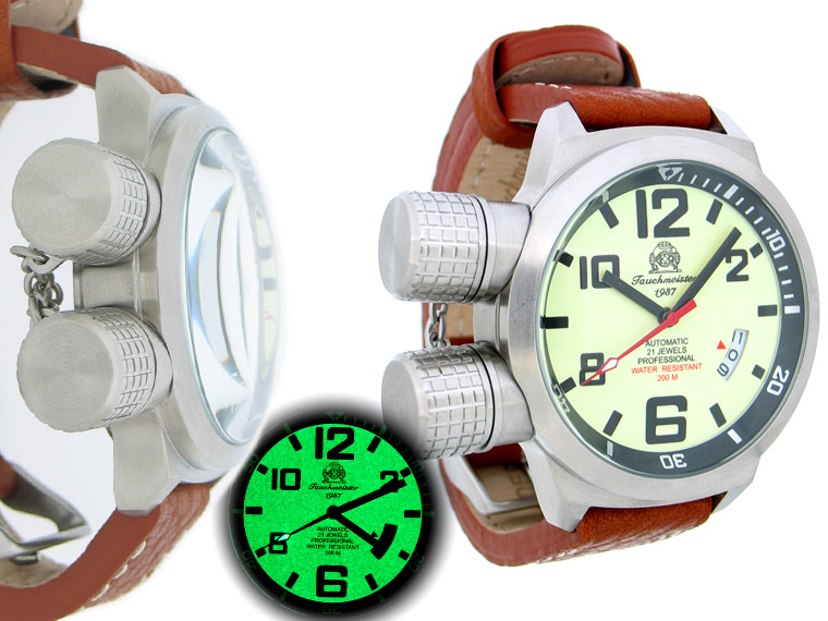 2.WW deutschen U-Boot Automatik DATE !!! HORIZONTAL Kronenkappe T0109