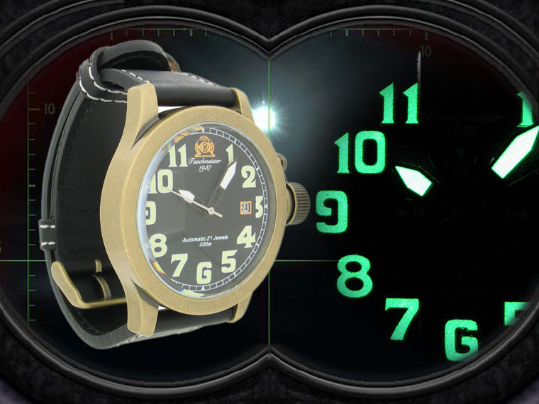 500m 2.WW deutschen U-Boot Automatik DATE !!! Kronenkappe T0112