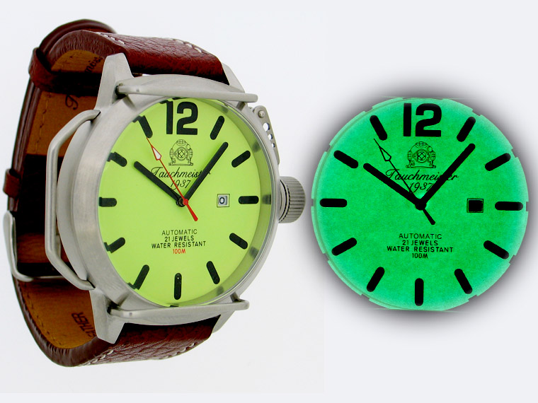 2.WW deutschen U-Boot Automatik DATE !!! Kronensicherung Luminous T0133