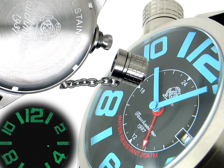 XXL 2.WW deutschen U-Boot SWISS-DATE GMT schwer !!! Kronenkappe schwarz T0154