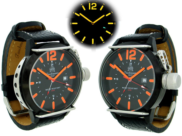 XL 2.WW deutschen U-Boot SWISS-DATE GMT schwer !!! Kronensicherung Orange T0171