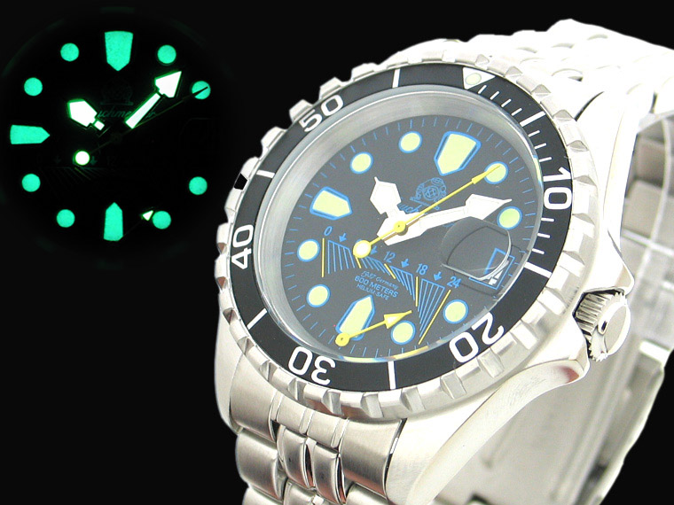 Profi Combat Diver GMT Fly-back 600m wasserdicht Helium SAFE T0173