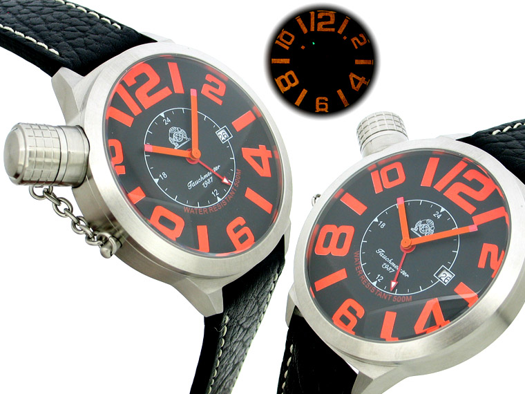 XXL 2.WW deutschen U-Boot SWISS-DATE GMT schwer !!! Kronenkappe schwarz T0175