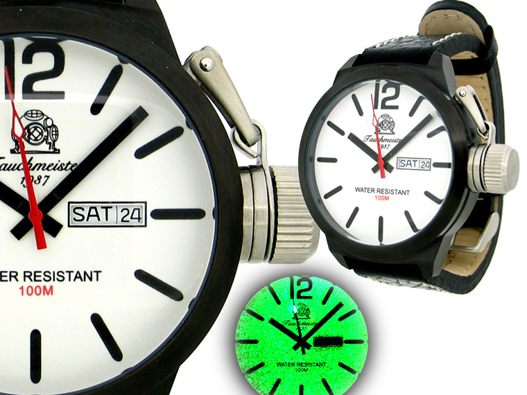 2.WW Design deutschen U-Boot SWISS-DAY-DATE schwer !!! Kronenkappe T0178