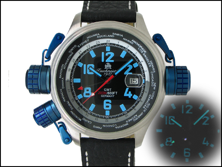 XXL-Pilot "World-Tour" GMT schwarz mit Kronenschutzsystem T0181