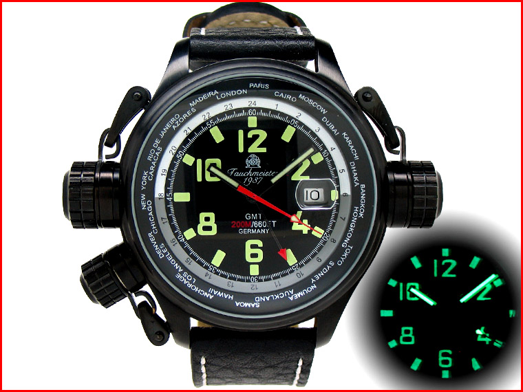 XXL-Pilot "World-Tour" GMT schwarz mit Kronenschutzsystem T0182