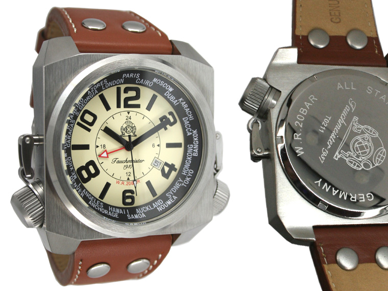 2.WW deutschen U-Boot SWISS-DATE GMT schwer !!! HORIZONTAL Kronenkappe T0211