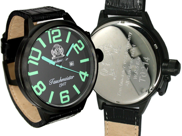 XXXL 57mm 2.WW Design deutschen U-Boot DATE Kronenkappe IP-schwarz T0214