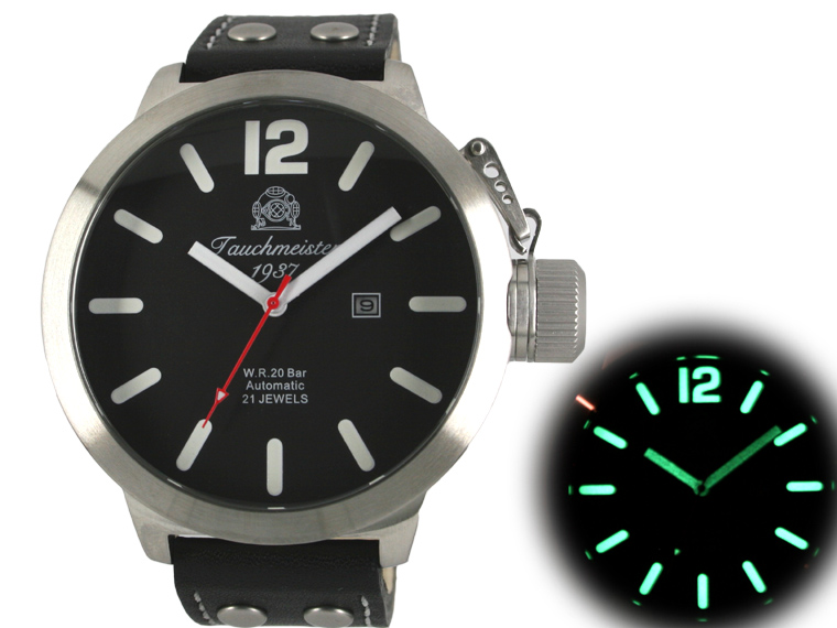 2.WW deutschen U-Boot Automatik DATE !!! Kronenkappe schwarz T0216A