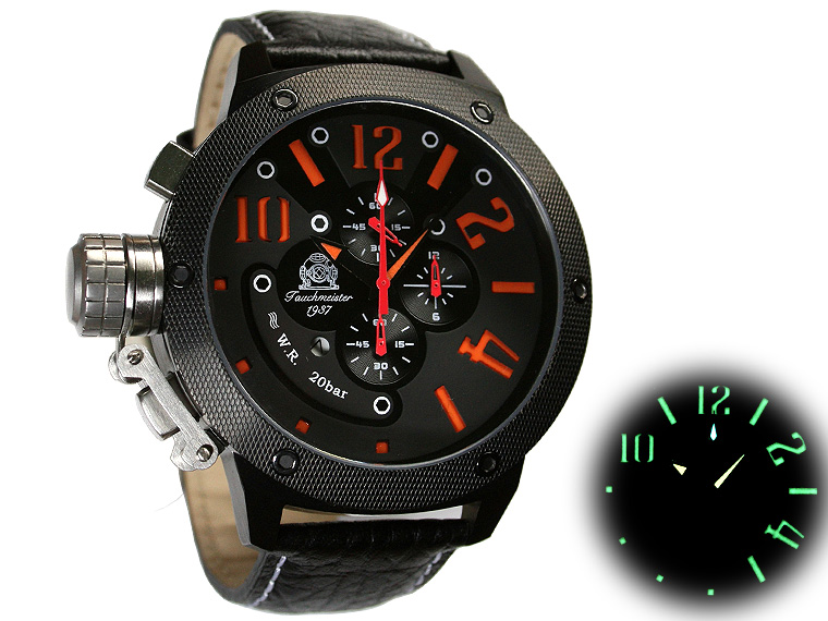 2.WW deutschen U-Boot Chronograph XXL schwer !!! Kronenkappe T0224