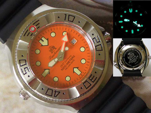 Profi Kampftaucheruhr 1000m wasserdicht Helium SAFE Saphir Glas T0043
