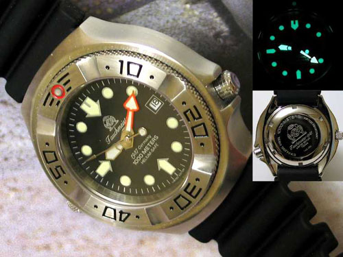Automatische Profi Kampftaucheruhr 1000m wasserdicht Helium SAFE Saphir Glas T0044